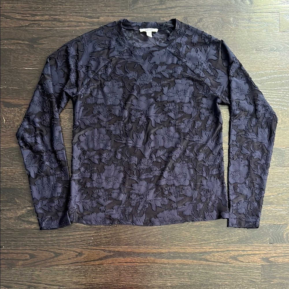 Splendid Cecelia Floral Top, size M Black/Navy